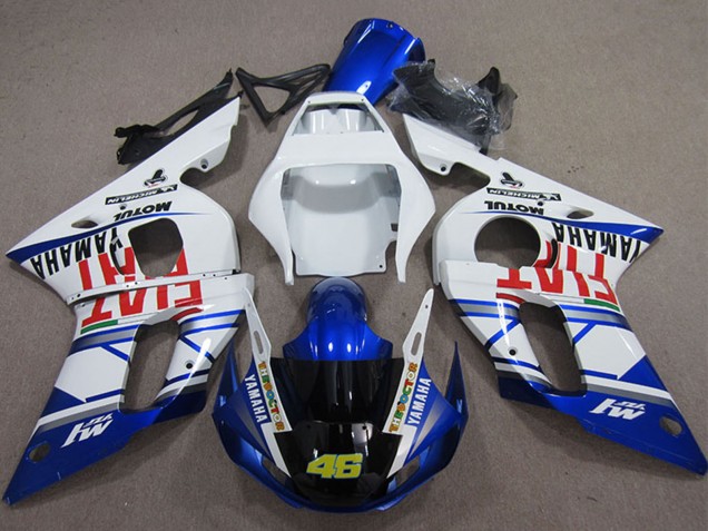 Mejores Carenados Moto Yamaha YZF R6 1998-2002 - Blanco Azul Rojo Fiat Michelin Motul 46