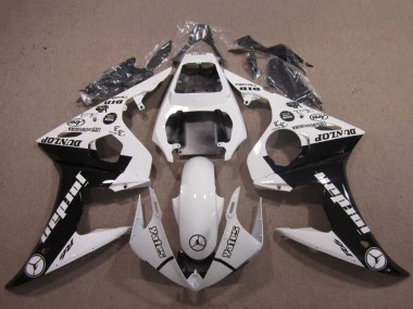 Mejores Carenados Moto Yamaha YZF R6 2003-2004 - Blanco Negro Brillante Jordan Dunlop