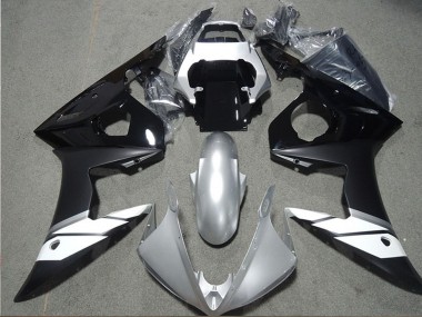 Mejores Carenados Moto Yamaha YZF R6 2003-2004 - Blanco Plata Negro Brillante Negro Mate