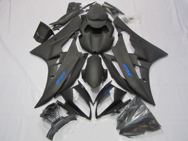 Mejores Carenados Moto Yamaha YZF R6 2006-2007 - Negro Mate Azul Calcomanías