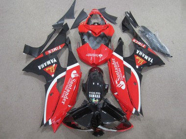 Mejores Carenados Moto Yamaha YZF R6 2008-2016 - Rojo Blanco Negro Brillante Volvo Santander Fimer