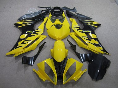 Mejores Carenados Moto Yamaha YZF R6 2008-2016 - Amarillo Negro Brillante Llama