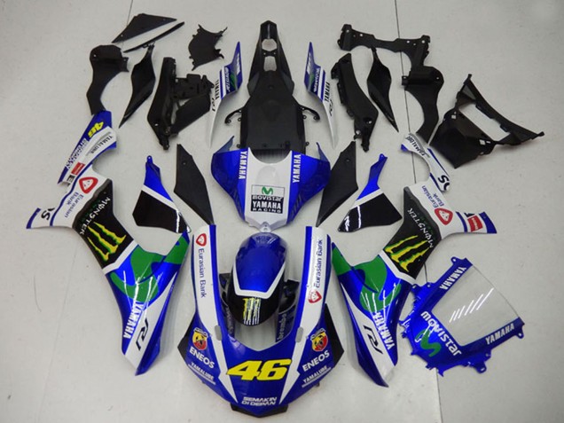 Mejores Carenados Moto Yamaha YZF R1 2015-2019 - Blanco Azul Negro Verde ENEOS MoviStar Monstruo 46