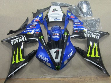 Mejores Carenados Moto Yamaha YZF R1 2002-2003 - Blanco Azul Negro Neon Amarillo Monstruo Graves 1
