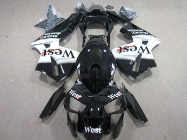 Mejores Carenados Moto Honda CBR600RR 2003-2004 - Negro Brillante Blanco West