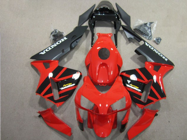Mejores Carenado Moto Honda CBR600RR 2003-2004 - Rojo Negro Brillante Negro Mate