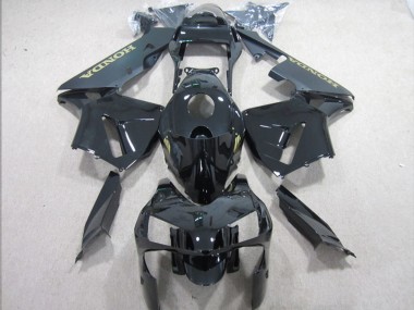 Mejores Carenados Moto Honda CBR600RR 2003-2004 - Negro Brillante Negro Mate Oro Calcomanía