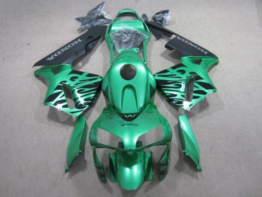Mejores Carenados Moto Honda CBR600RR 2003-2004 - Verde Negro Llama