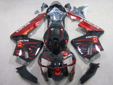 Mejores Carenados Moto Honda CBR600RR 2003-2004 - Negro Brillante Rojo RACARDI