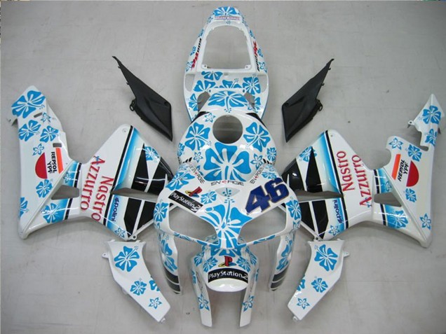 Mejores Carenados Moto Honda CBR600RR 2005-2006 - Blanco Azul Rojo Nastro Azzurro 46