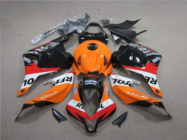 Mejores Carenados ABS Honda CBR600RR 2009-2012 - Naranja Blanco Rojo Negro Brillante Repsol