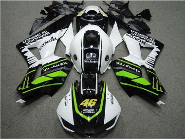 Mejores Carenados Moto Honda CBR600RR 2013-2023 - Blanco Verde Negro Brillante Semakin Didepan Monstruo