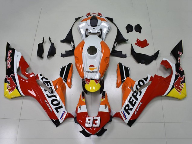 Mejores Carenados Moto Honda CBR1000RR 2017-2023 - Naranja Blanco Rojo Negro Brillante Repsol Rojo Bull 93
