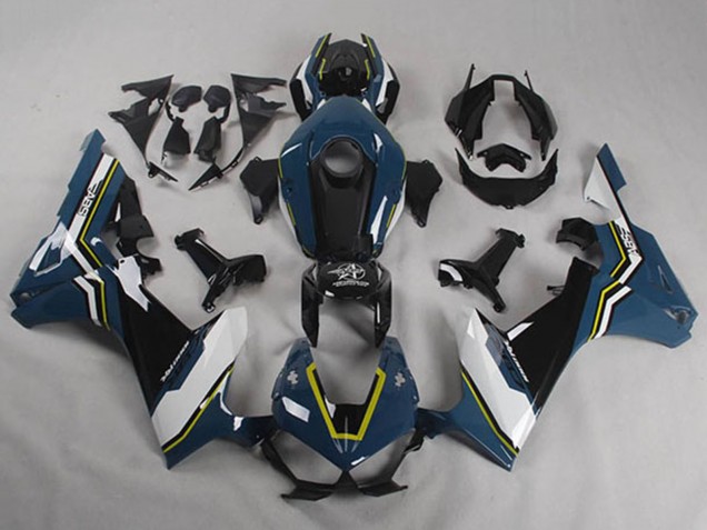 Mejores Carenados Moto Honda CBR1000RR 2017-2023 - Azul Blanco Amarillo Negro Brillante Shocker