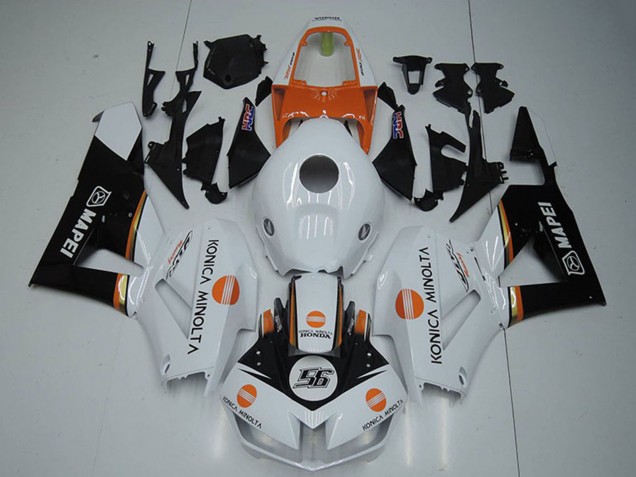 Mejores Carenados Moto Honda CBR1000RR 2012-2016 - Blanco Naranja Negro Brillante Konica Minolta 56