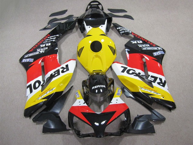 Mejores Carenado Moto Honda CBR1000RR 2004-2005 - Amarillo Blanco Rojo Negro Brillante Repsol