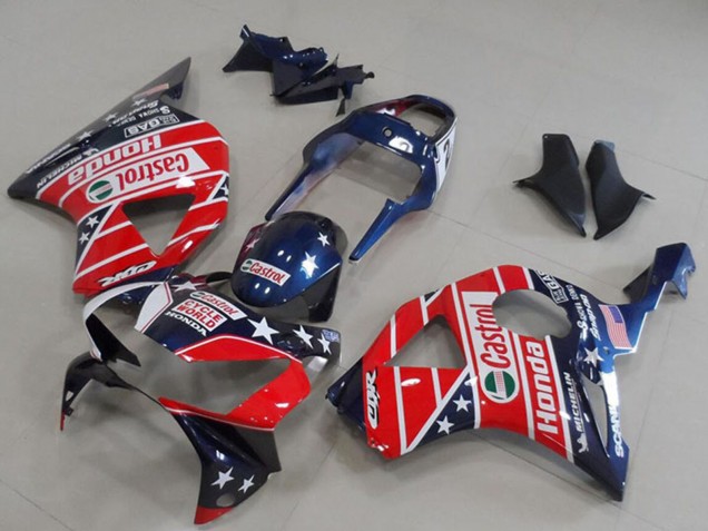 Mejores Carenados Moto Honda CBR900RR 954 2002-2003 - Azul Rojo Cycle World Castrol