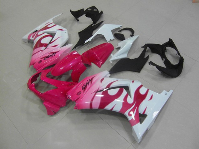 Mejores Carenados Moto Kawasaki ZX250R 2008-2012 - Blanco Rosa Llama
