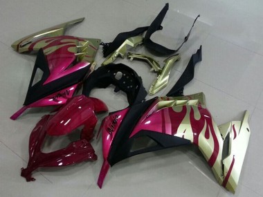Mejores Carenados Moto Kawasaki ZX300R 2013-2018 - Oro Rosa Rojo Negro
