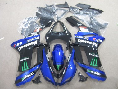 Mejores Carenados Moto Kawasaki ZX6R 2007-2008 - Negro Azul Verde Monstruo