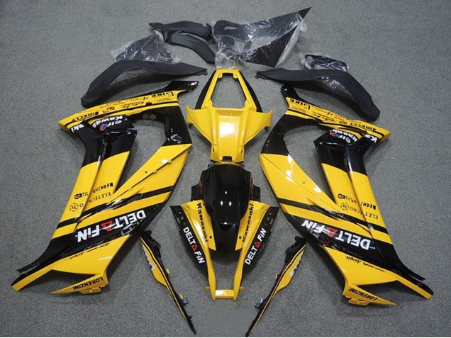 Mejores Carenados Moto Kawasaki ZX10R 2011-2015 - Amarillo Negro Brillante Delt Fin