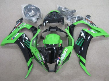 Mejores Carenados Moto Kawasaki ZX10R 2011-2015 - Verde Negro Brillante Verde Elf Touch4 Monstruo
