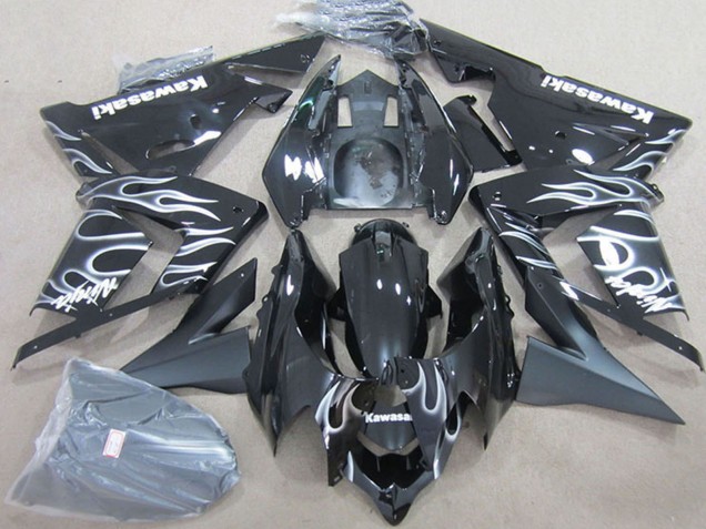 Mejores Carenados Moto Kawasaki ZX10R 2004-2005 - Negro Blanco Llama