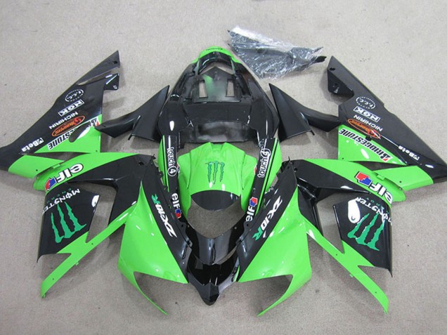 Mejores Carenados Moto Kawasaki ZX10R 2004-2005 - Negro Verde Monstruo