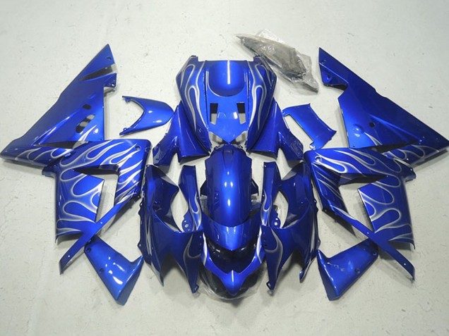 Mejores Carenados Moto Kawasaki ZX10R 2004-2005 - Azul Blanco Llama