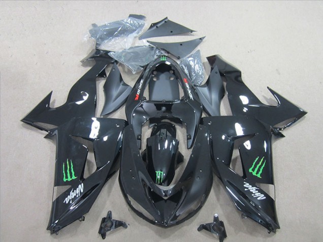 Mejores Carenados Moto Kawasaki ZX10R 2006-2007 - Negro Brillante Verde Monstruo