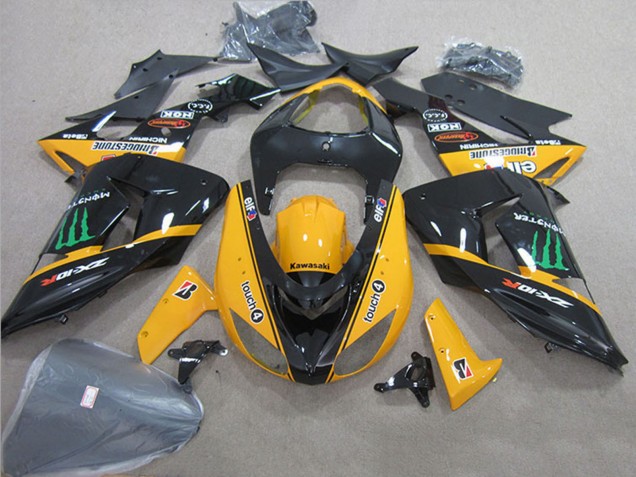 Mejores Carenados Moto Kawasaki ZX10R 2006-2007 - Negro Brillante Amarillo Verde Touch4 Monstruo