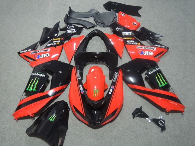 Mejores Carenados Moto Kawasaki ZX10R 2006-2007 - Rojo Negro Brillante Verde Elf Touch4 Monstruo