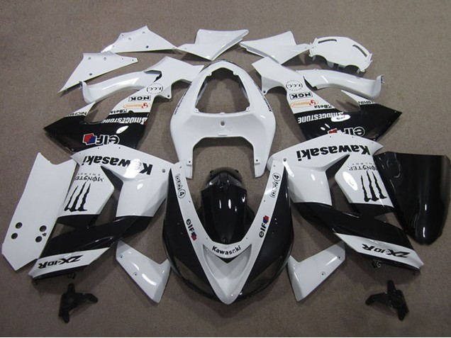 Mejores Carenados Moto Kawasaki ZX10R 2006-2007 - Blanco Negro Brillante Elf Touch4 Monstruo Energy