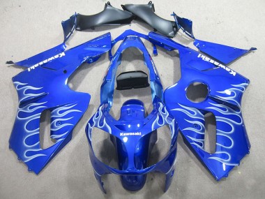 Mejores Carenados Moto Kawasaki ZX12R 2002-2006 - Azul Blanco Llama