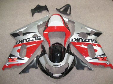 Mejores Carenados Moto Suzuki GSXR 600 2001-2003 - Plata Rojo Negro Brillante