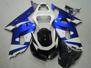 Mejores Carenados Moto Suzuki GSXR 600 2001-2003 - Blanco Azul Negro Brillante