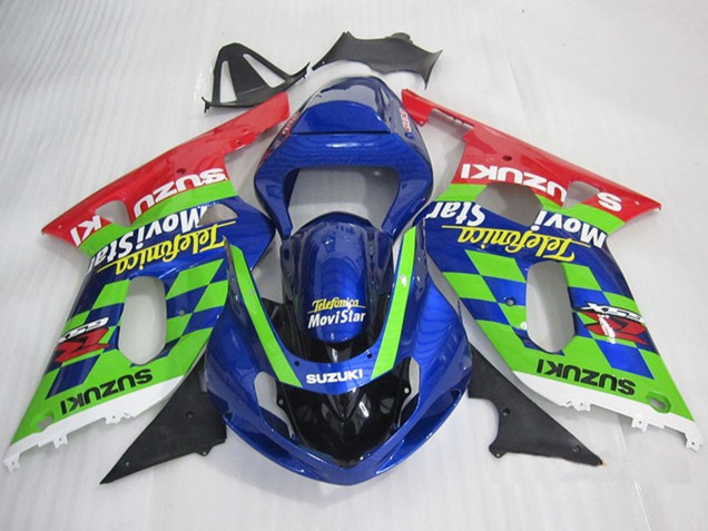 Mejores Carenados Moto Suzuki GSXR 600 2001-2003 - Azul Verde Rojo Telefonica MoviStar