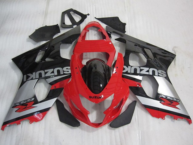 Mejores Carenados Moto Suzuki GSXR 600 2004-2005 - Rojo Plata Negro Brillante