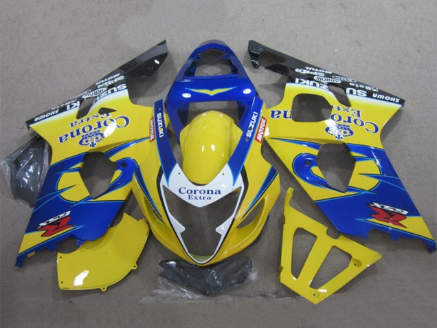 Mejores Carenados Moto Suzuki GSXR 600 2004-2005 - Amarillo Azul Blanco Negro Corona Extra