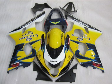 Mejores Carenados Moto Suzuki GSXR 600 2004-2005 - Amarillo Blanco Azul Corona Extra