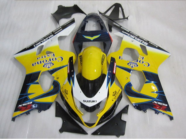 Mejores Carenados Moto Suzuki GSXR 600 2004-2005 - Amarillo Blanco Azul Corona Extra