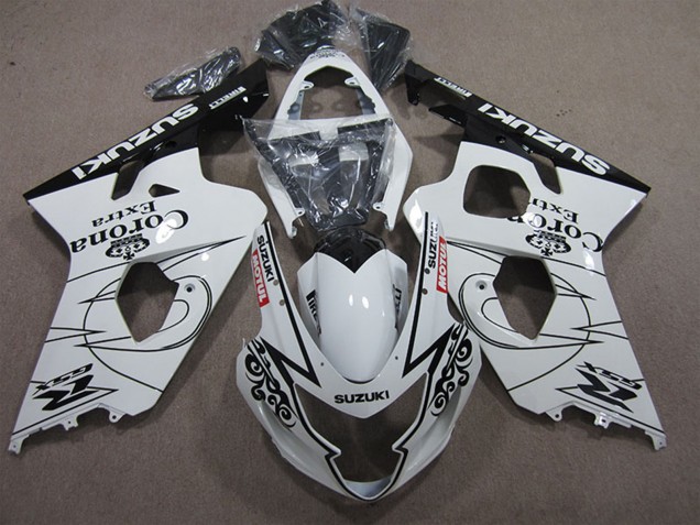 Mejores Carenados Moto Suzuki GSXR 600 2004-2005 - Blanco Negro Corona Extra Motul