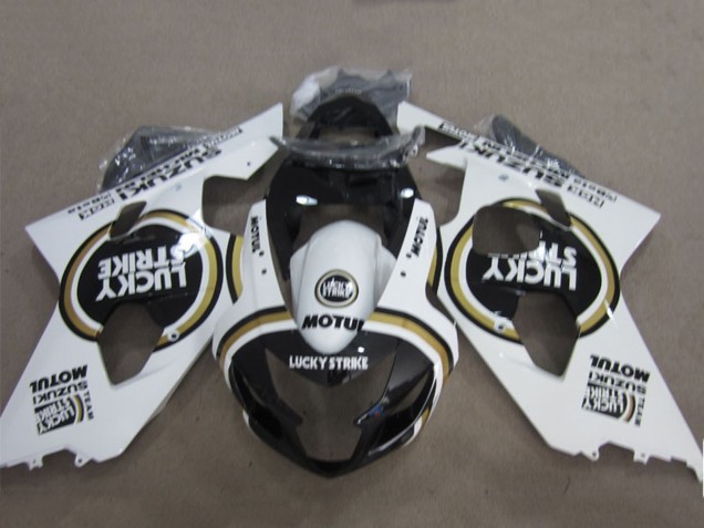 Mejores Carenados Moto Suzuki GSXR 600 2004-2005 - Blanco Negro Lucky Strike Motul