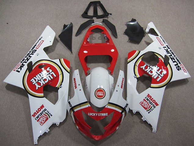 Mejores Carenados Moto Suzuki GSXR 600 2004-2005 - Blanco Rojo Lucky Strike Motul
