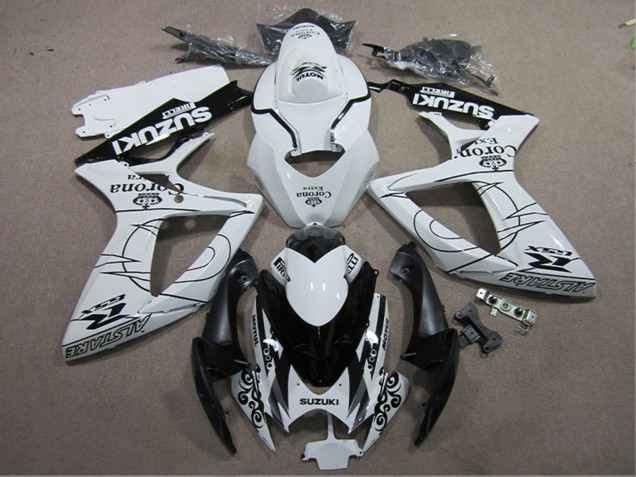 Mejores Carenados Moto Suzuki GSXR 600 2006-2007 - Blanco Negro Corona Extra