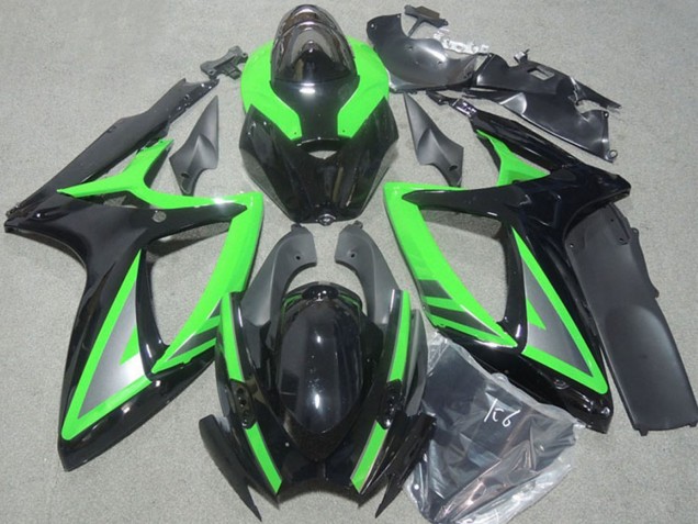 Mejores Carenados Moto Suzuki GSXR 600 2006-2007 - Verde Negro Brillante Plata