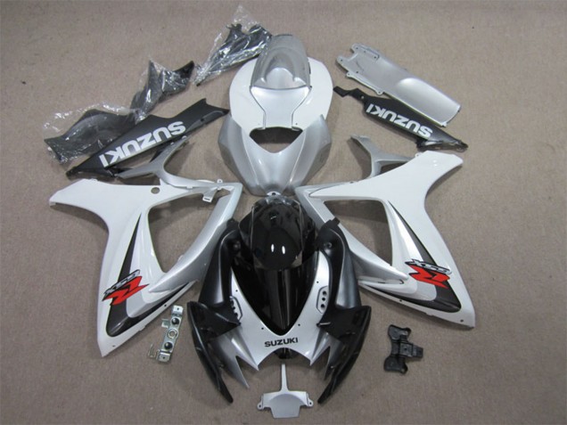 Mejores Carenados Moto Suzuki GSXR 600 2006-2007 - Blanco Plata Negro Brillante Rojo