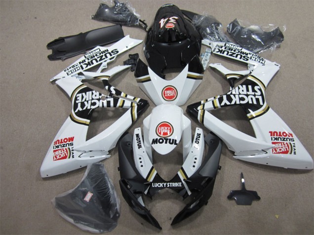 Mejores Carenados Moto Suzuki GSXR 600 2006-2007 - Blanco Negro Rojo Lucky Strike Motul