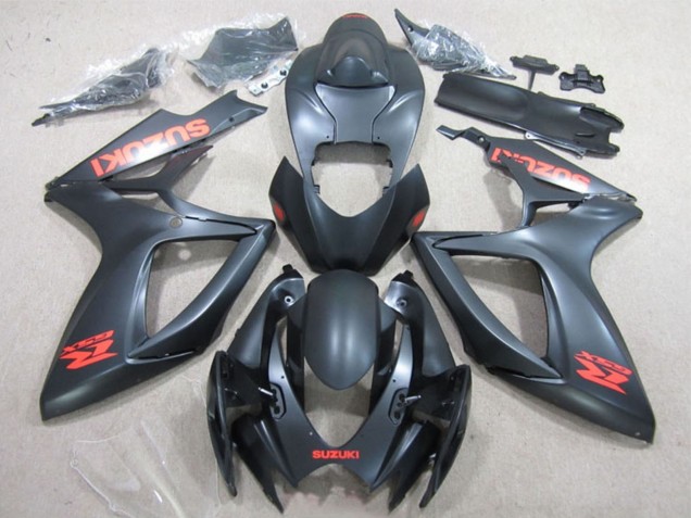 Mejores Carenados Moto Suzuki GSXR 600 2006-2007 - Negro Mate Rojo Calcomanía