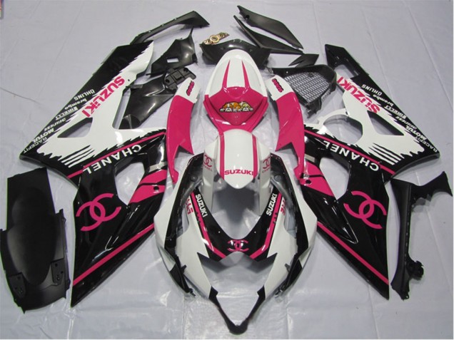 Mejores Carenados Moto Suzuki GSXR 600 2006-2007 - Blanco Rosa Negro Chanel